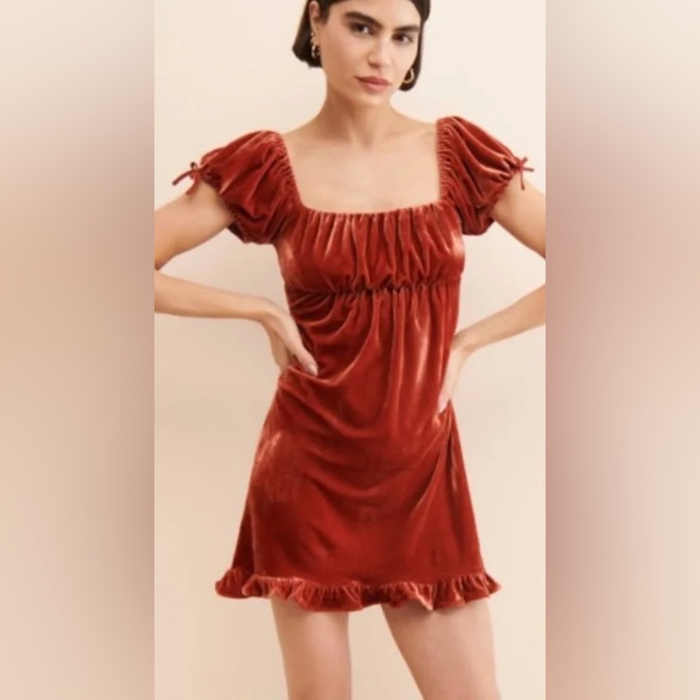 Urban Outfitters Claudette Velvet Babydoll Mini Dress Women’s Size XS